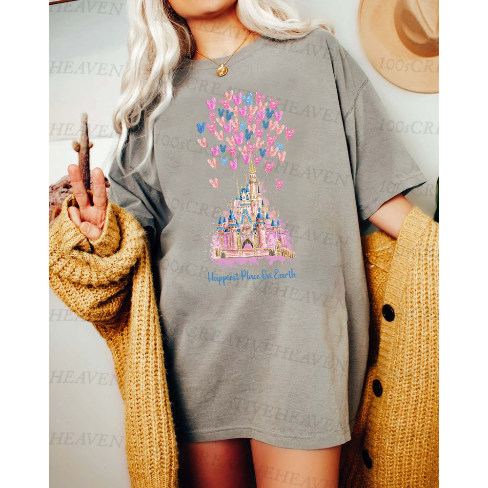 Disney Happiest Place On Earth Comfort Colors Shirt, Disneyland Castle Shirt, Disney Trip Shirt, Disney World Shirt, Disney Family Shirt - 3.jpg