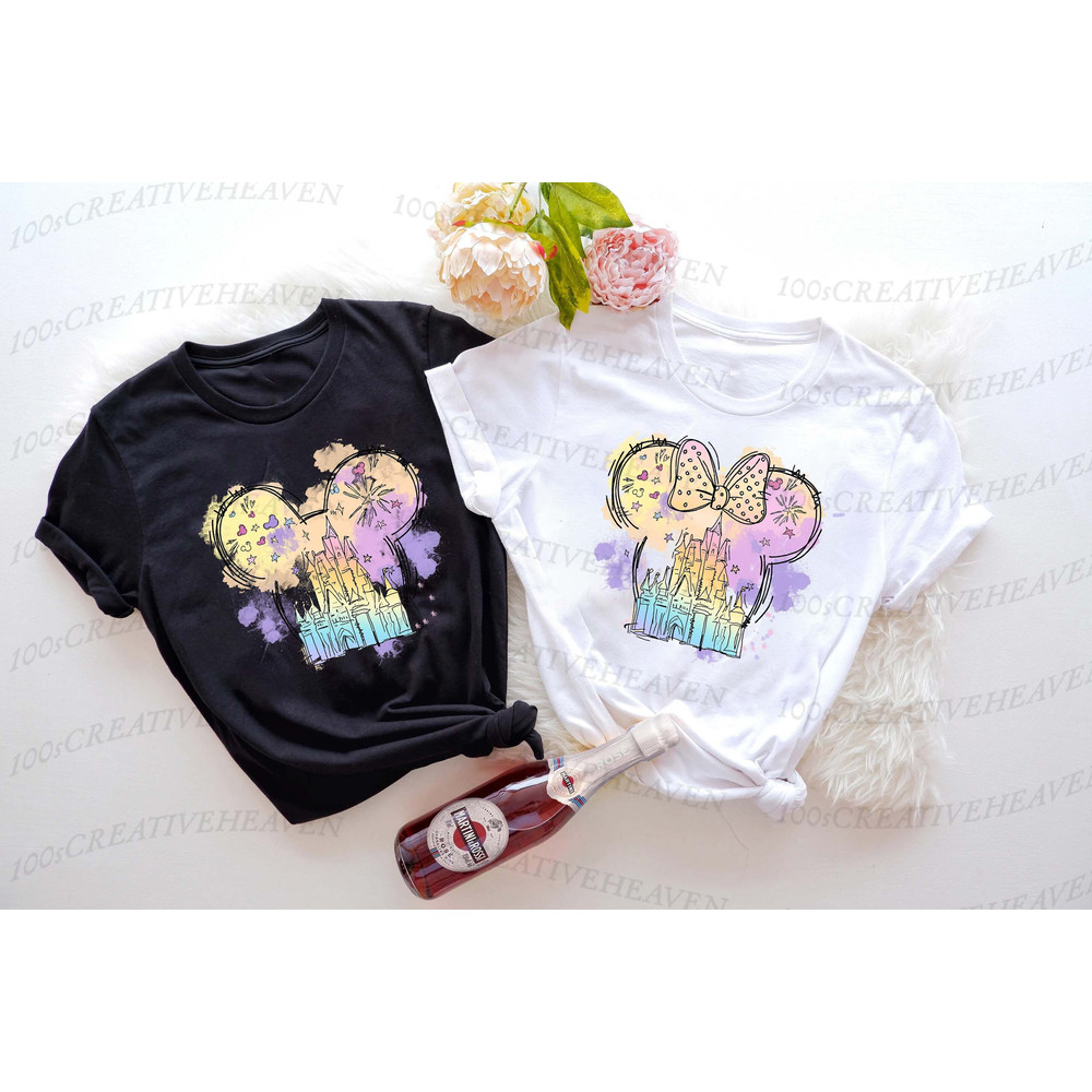 Disney Watercolor Castle Shirt, Disney Family Vacation Shirt, Disney Magic Kingdom shirt, Disney Princess castle shirt - 1.jpg
