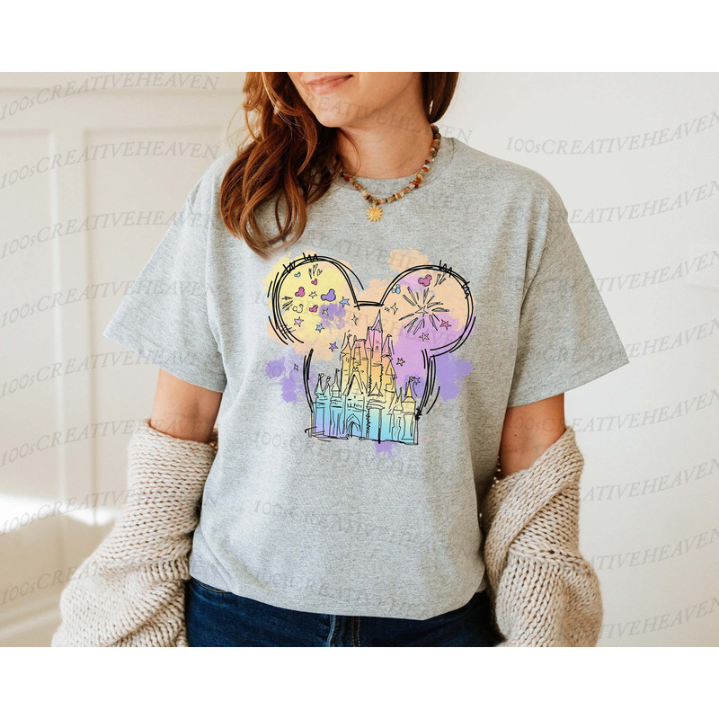 Disney Watercolor Castle Shirt, Disney Family Vacation Shirt, Disney Magic Kingdom shirt, Disney Princess castle shirt - 3.jpg