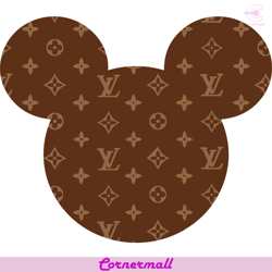 brown lv mickey head svg, louis vuitton logo svg, mickey logo svg