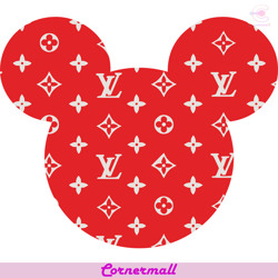 red lv mickey head logo, lv logo pattern, lv logo svg, mickey head svg