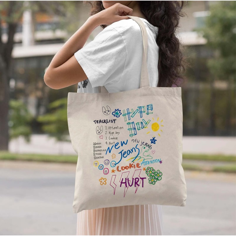 Kpop NewJeans Tote Bag, NewJeans Y2k Tote Bag, Hype Boy Tote Bag, NewJeans Fan Merch, Minji, Hanni, Danielle, Haerin, Hyein - 3.jpg