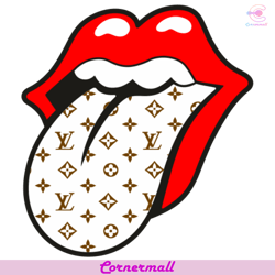 rolling lips lv pattern svg, trending svg, lv logo svg
