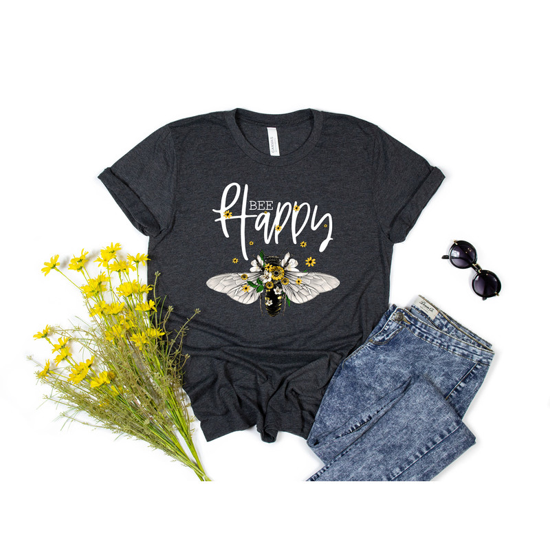 Bee Happy Be Happy Shirt Mom LIfe Mom Tee Graphic Tee Southern Sayings Happiness Matters Be Nice Honey Bee Shirt - 3.jpg