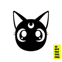 luna png, sailor moon svg, sailor moon character svg, cat svg, black cat svg, cartoon svg, ai digital file