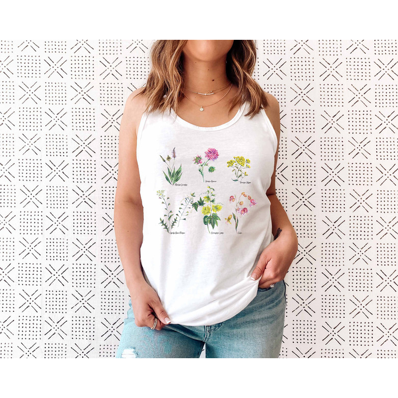 Botanical Shirt Tank , Vintage Tank Top, Flower Tank, Tee, Vintage Botanical, Botanical Print, Vintage Flower, Graphic Tshirt, Wildflower - 2.jpg