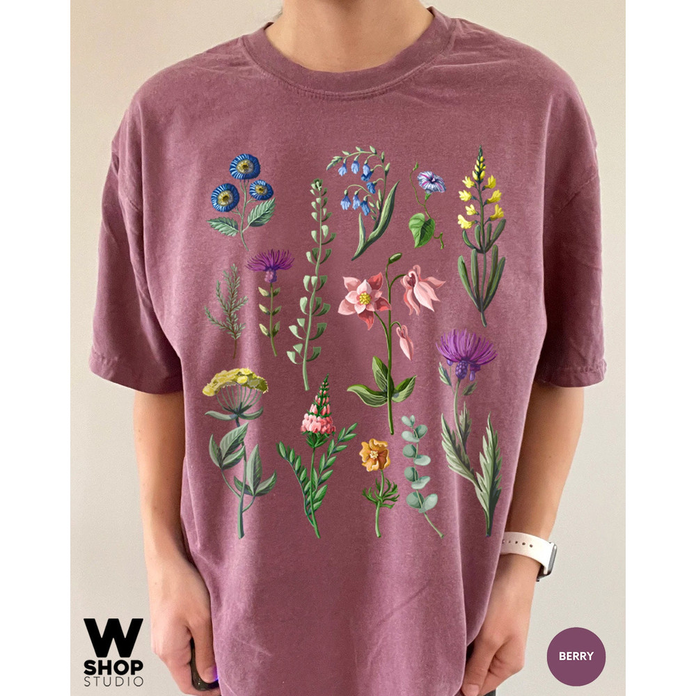 Botanical Shirt, Vintage Floral T-shirt, Flower Tee, Vintage Botanical, Wildflower Botanical Print, Oversized Shirt, Graphic Tshirt - 7.jpg