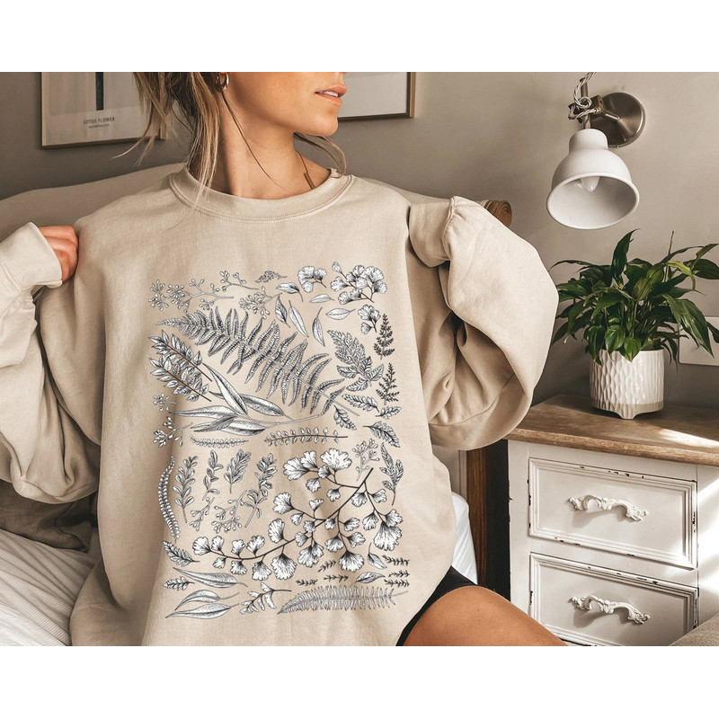 Botanical Sweatshirt, Leaves Vintage T-shirt, Flower T shirt, Vintage Botanical, Womens Sweatshirt, Wildflower - 2.jpg