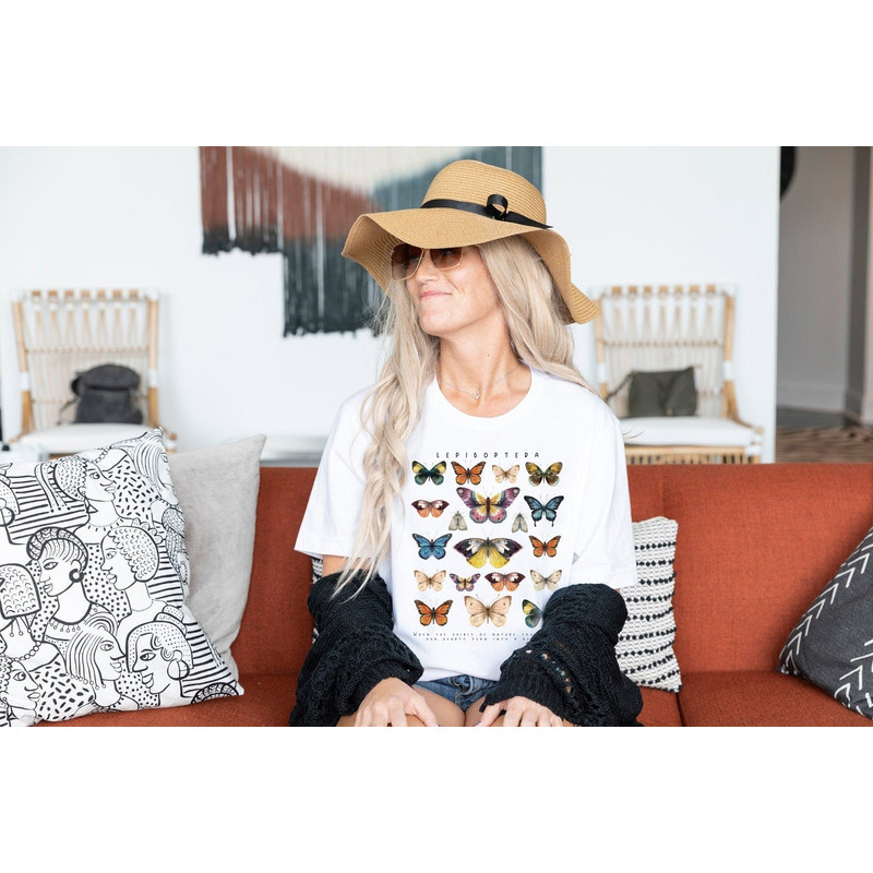 Butterfly Chart Shirt - Ivory Shirt Short Sleeve Tee, Trendy Camping T-Shirt Gift For Friend, Custom Retro Graphic Tee - 1.jpg