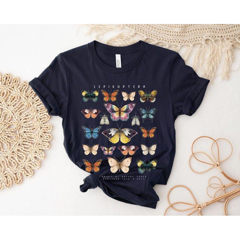 Butterfly Chart Shirt - Ivory Shirt Short Sleeve Tee, Trendy Camping T-Shirt Gift For Friend, Custom Retro Graphic Tee - 2.jpg