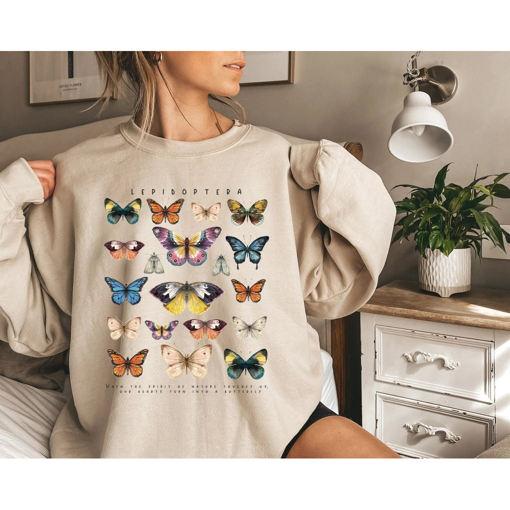 Butterfly Sweatshirt, Fall Sweatshirt, Floral shirt, Butterfly Lover, Butterfly Graphic, Women Tee, Valentine Gift - 1.jpg