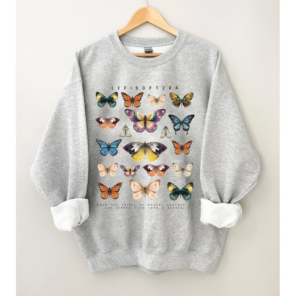 Butterfly Sweatshirt, Fall Sweatshirt, Floral shirt, Butterfly Lover, Butterfly Graphic, Women Tee, Valentine Gift - 3.jpg