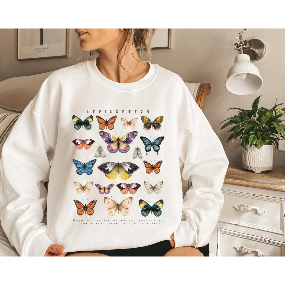 Butterfly Sweatshirt, Fall Sweatshirt, Floral shirt, Butterfly Lover, Butterfly Graphic, Women Tee, Valentine Gift - 4.jpg
