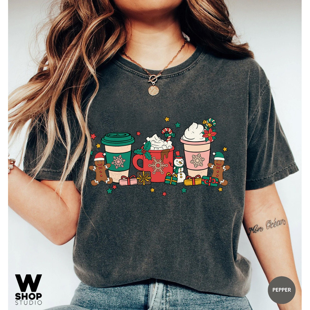 Christmas Coffee Shirt, Peppermint Iced Latte Snowmen Sweets Snow Warm Cozy Winter Women Shirt, Christmas Latte Shirt - 2.jpg