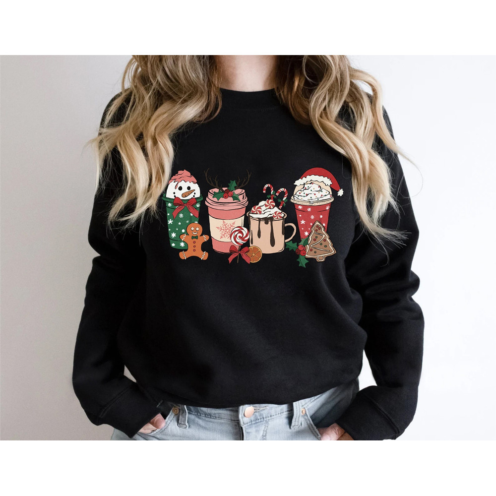 Christmas Gingerbread Coffee Shirt, Christmas coffee Sweatshirt, Coffee Lover gift, Latte drink Crewneck, women Holiday sweater, Xmas Tee - 6.jpg