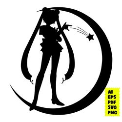 sailor moon svg, sailor moon outline svg, moon svg, sailor moon character svg, girl svg, cartoon svg