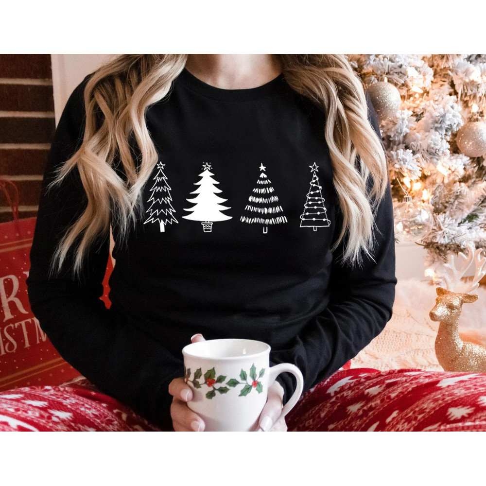 Christmas trees long sleeve shirt, women's Christmas shirt, Christmas holiday shirt, Xmas farmhouse Christmas tee - 3.jpg