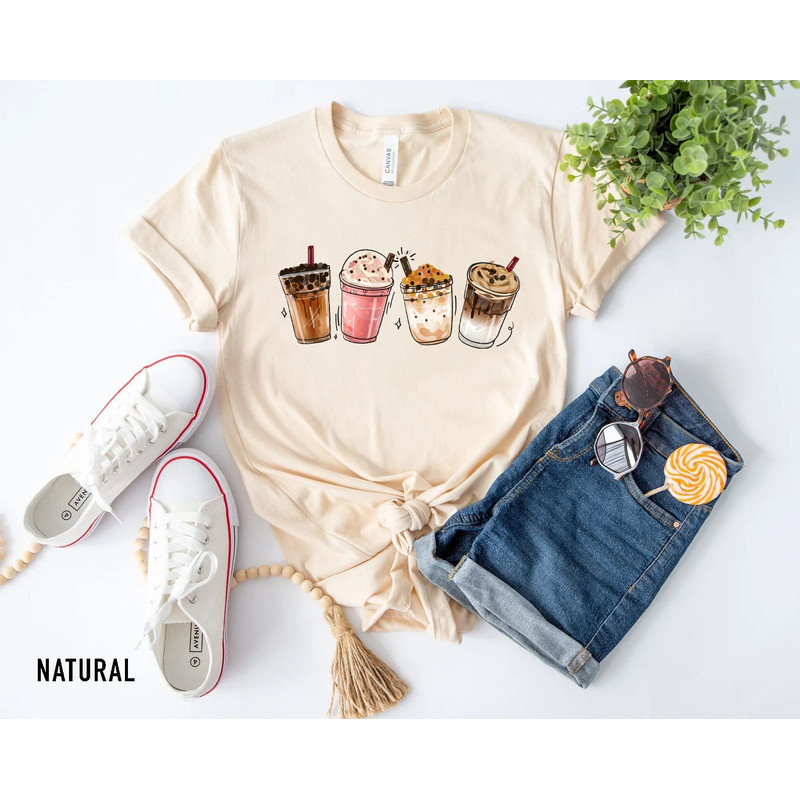 Coffee T-Shirt for Women, Coffee Crewneck, Coffee Shirt, Iced Coffee Shirt, Gift for Coffee Lover, Coffee Cup Shirt, Ladies Shirts - 1.jpg