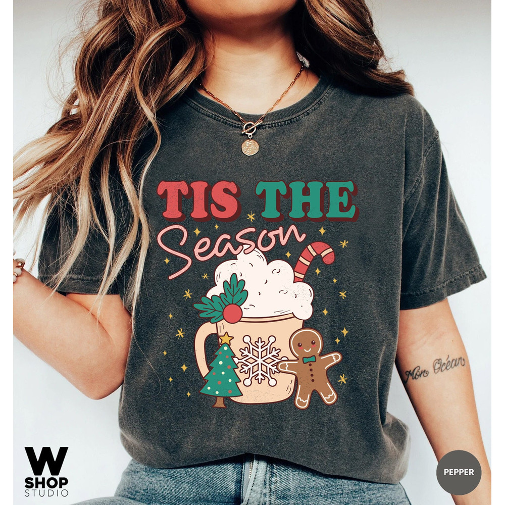 Comfort Colors Tis the season Christmas t-shirt, cute Coffee chritmas tee, Christmas tee, holiday apparel, Holiday apparel - 1.jpg