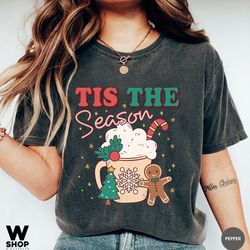 comfort colors tis the season christmas t-shirt, cute coffee chritmas tee, christmas tee, holiday apparel, holiday appar