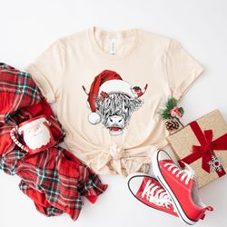cow christmas shirt, merry christmas heifers tee, christmas cow t-shirt, highland cow farm christmas tshirt, farmer cow