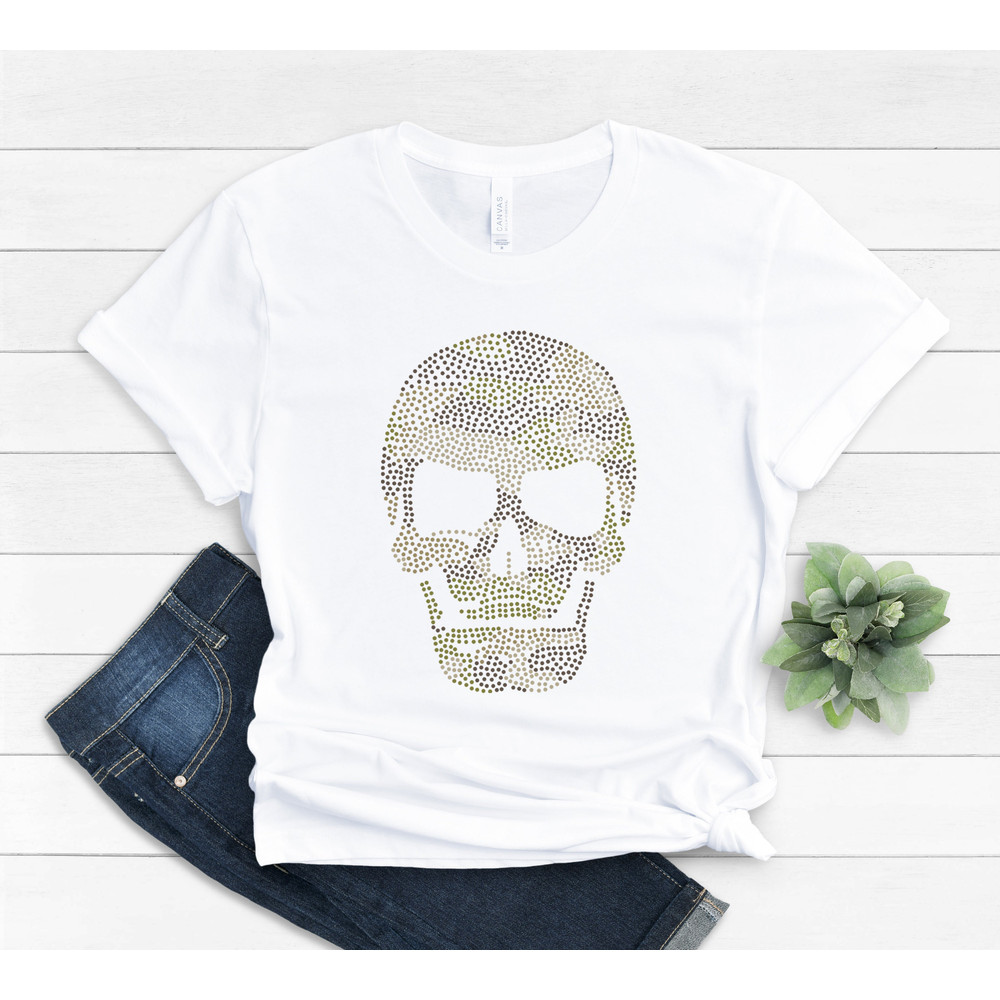 Cool Skull Shirt, Unisex Cool Skull t-shirt, Camouflage Skull, Dots Skull Tee, Skull Tshirt, Camo Shirt for Dad, Best Gift For Father Daddy - 4.jpg