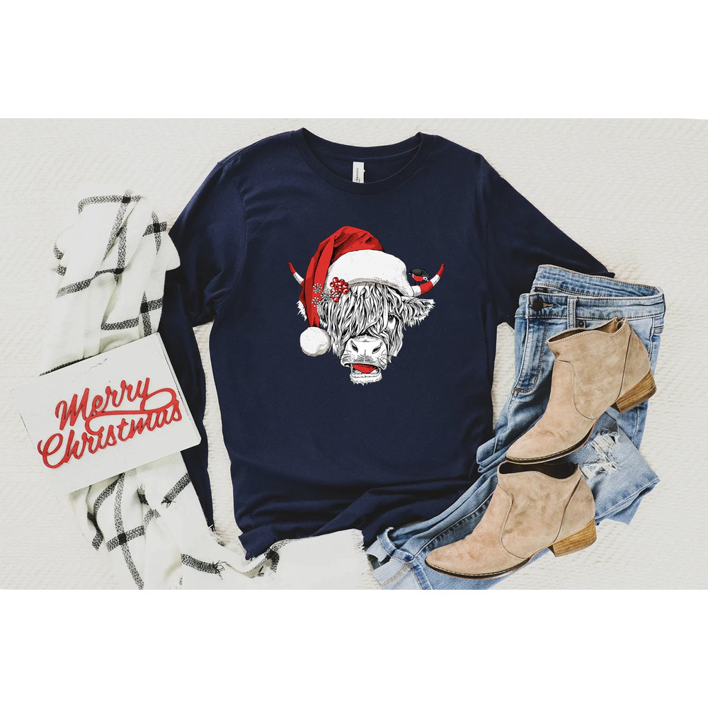 Cow Christmas Sweatshirt, Merry Christmas Heifers Tee, Christmas Cow Shirt, Highland Farm Long Sleeve Shirt, Farmer Cow Animal Lover - 3.jpg