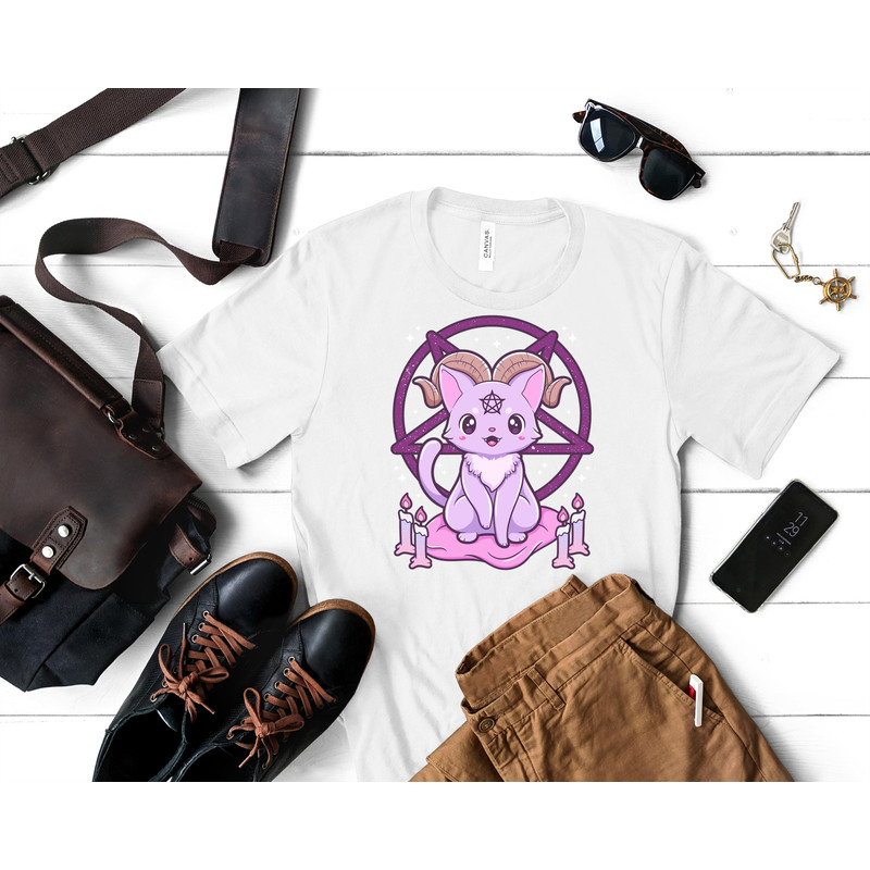 Kawaii Pastel Goth Cute Creepy Occult Krampus Cat Classic T-Shirt 79_White_White.jpg