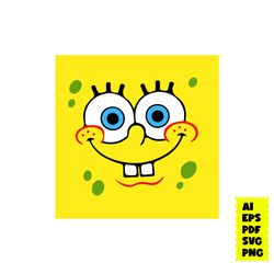 spongebob funny svg, spongebob svg, spongebob face svg, cartoon svg, ai eps digital file