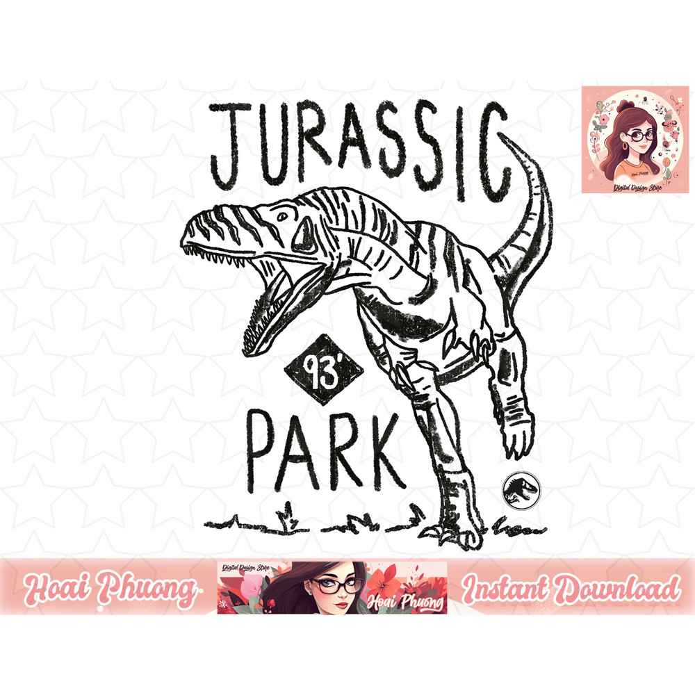 Jurassic Park 93 Raptor Black Pencil Doodle png, instant download.jpg