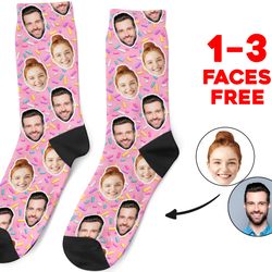 custom face socks, personalized sweet photo socks, picture candy face on socks, customized funny photo gift for her, him