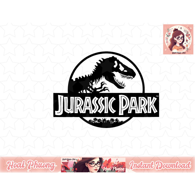 Jurassic Park Basic Black & White Logo png, instant download.jpg