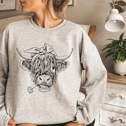 cute cow shirt or sweatshirt, heifer sweatshirt, highland cow shirt, cow gifts for her, farm t-shirt, ranch tee, farmer,