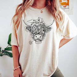 cute cow shirt, comfort colors shirt, highland cow shirt, cow gifts for her mom, heifer tee, farm, ranch tee, farmer, co