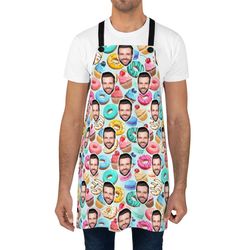 doughnut custom apron, personalized cupcake apron, custom photo apron, sweets face apron, funny crazy face kitchen apron