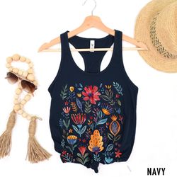 floral shirt tank, grow positive thoughts tank, bohemian style tank, butterfly shirt, trending right now, women's graphi