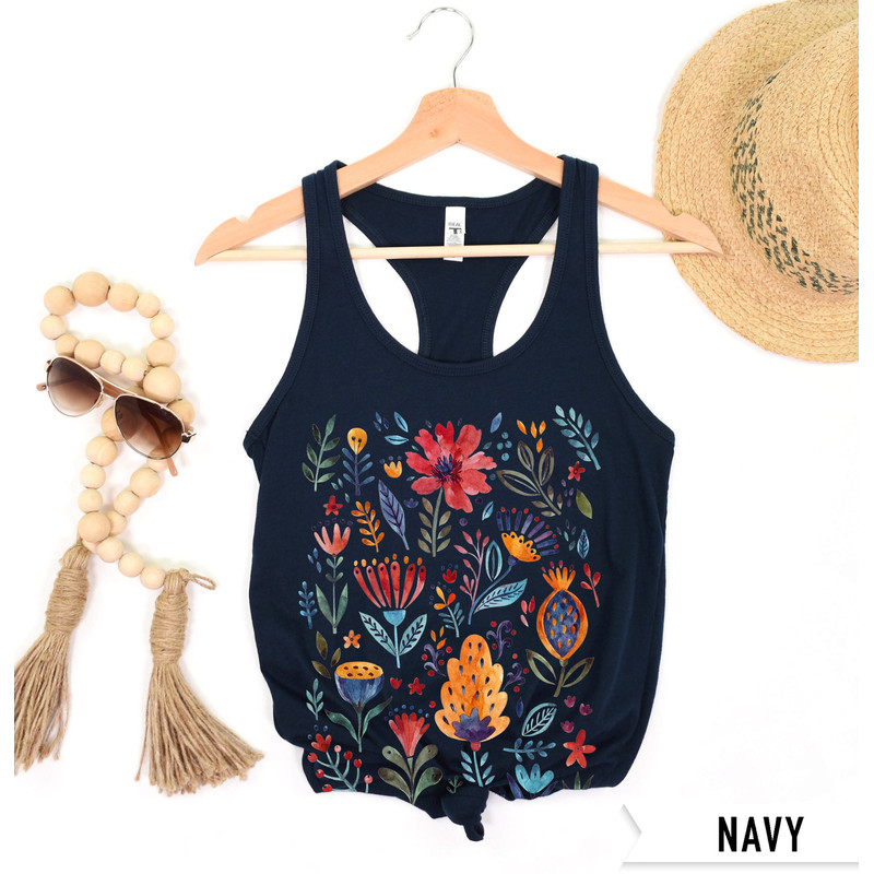 Floral Shirt Tank, Grow Positive Thoughts Tank, Bohemian Style Tank, Butterfly Shirt, Trending Right Now, Women's Graphic Tank, Love Tank - 1.jpg