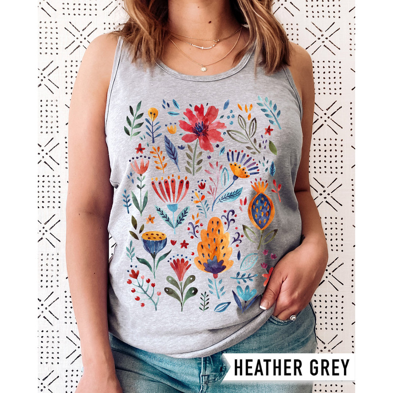 Floral Shirt Tank, Grow Positive Thoughts Tank, Bohemian Style Tank, Butterfly Shirt, Trending Right Now, Women's Graphic Tank, Love Tank - 6.jpg