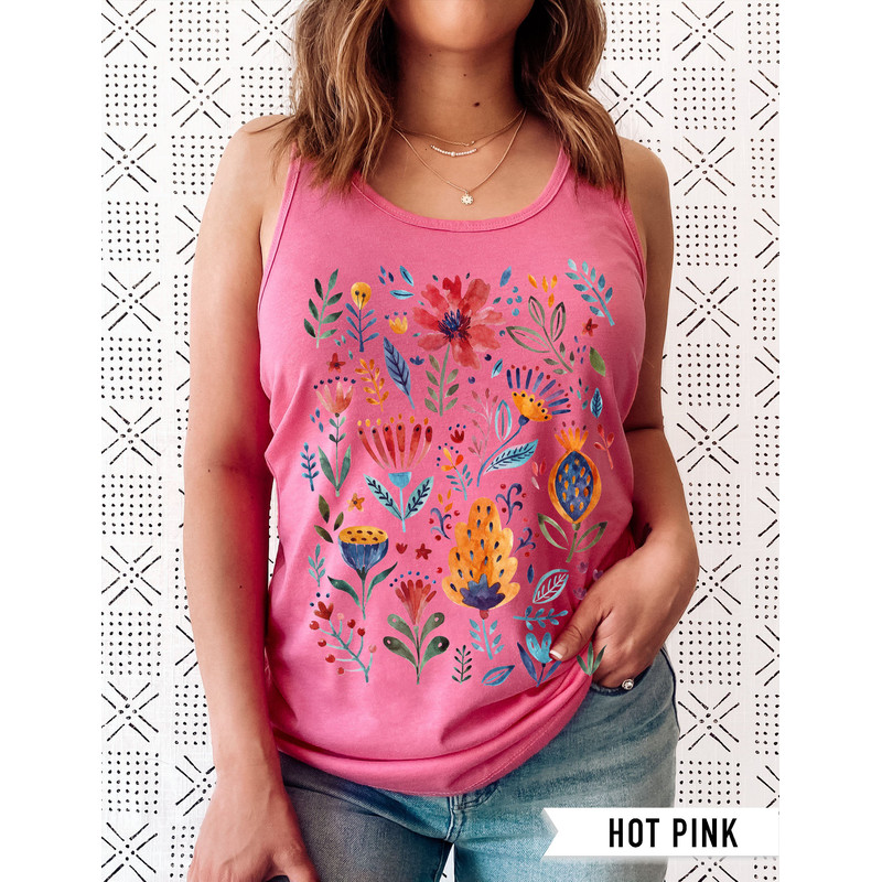 Floral Shirt Tank, Grow Positive Thoughts Tank, Bohemian Style Tank, Butterfly Shirt, Trending Right Now, Women's Graphic Tank, Love Tank - 7.jpg