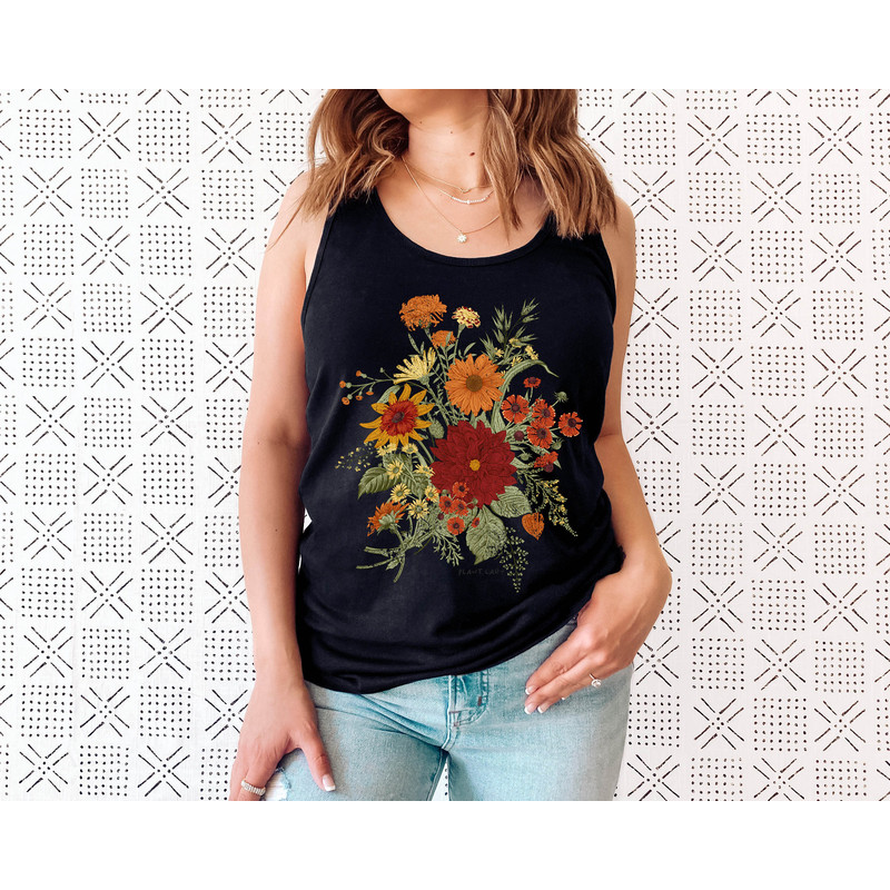 Floral Shirt Tank, Vintage Floral Tank Top, Bohemian Style Tank, Butterfly Shirt, Trending Right Now, Women's Graphic Tank, Love Tank - 2.jpg
