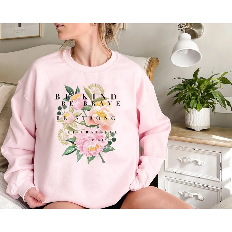 Floral Sweatshirt, Botanical Tee, Be Kind Flower Sweatshirt, Vintage Botanical, Wildflowers Graphic, Nature Lover Women - 3.jpg