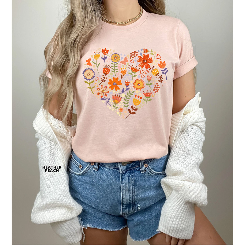 Flower Heart Shirt, Wildflower Tshirt, Gift for Women, Ladies Shirts, Best Friend Gift, Wild Flowers Shirt, Floral Tshirt, Flower Shirt - 2.jpg