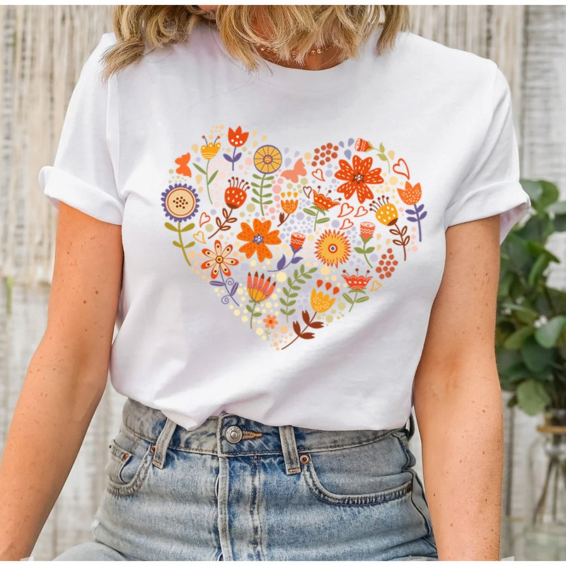 Flower Heart Shirt, Wildflower Tshirt, Gift for Women, Ladies Shirts, Best Friend Gift, Wild Flowers Shirt, Floral Tshirt, Flower Shirt - 6.jpg
