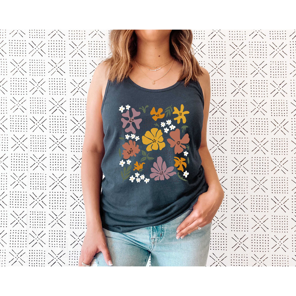 Flower Tank Top Shirt, Gift For Her, Flower Tank Aesthetic, Floral Graphic Tee, Floral Tank, Wild Flower Tank Top, Wildflower T-shirt - 1.jpg