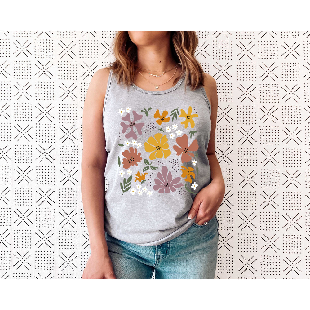 Flower Tank Top Shirt, Gift For Her, Flower Tank Aesthetic, Floral Graphic Tee, Floral Tank, Wild Flower Tank Top, Wildflower T-shirt - 2.jpg