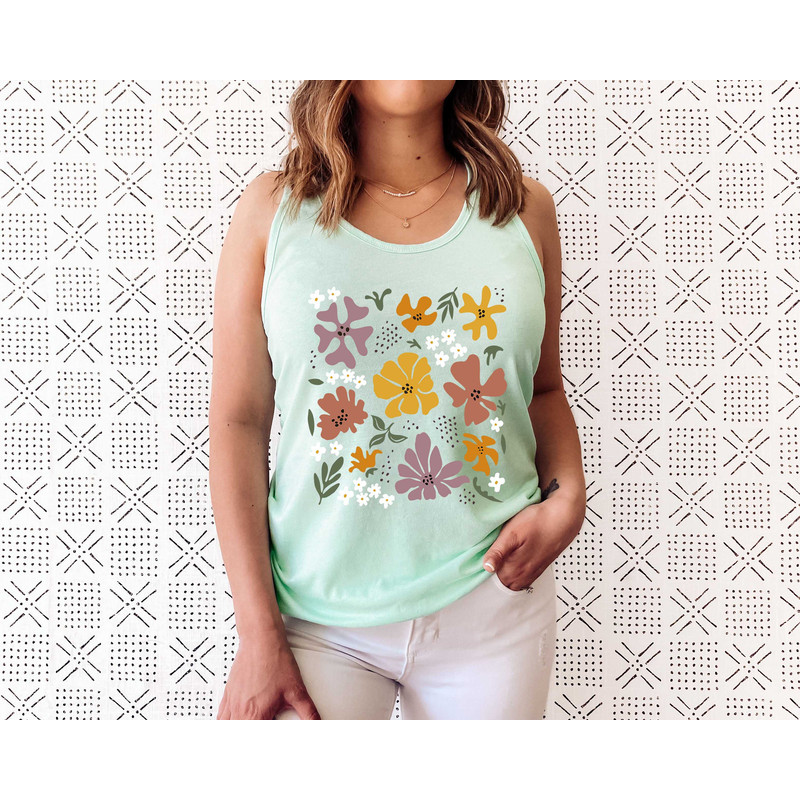 Flower Tank Top Shirt, Gift For Her, Flower Tank Aesthetic, Floral Graphic Tee, Floral Tank, Wild Flower Tank Top, Wildflower T-shirt - 3.jpg