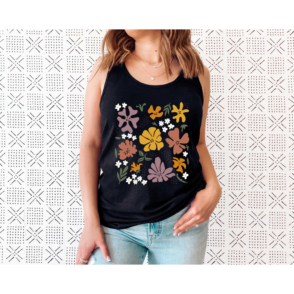 Flower Tank Top Shirt, Gift For Her, Flower Tank Aesthetic, Floral Graphic Tee, Floral Tank, Wild Flower Tank Top, Wildflower T-shirt - 4.jpg