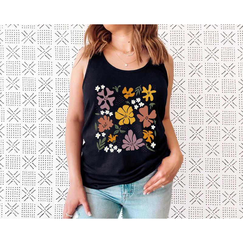 Flower Tank Top Shirt, Gift For Her, Flower Tank Aesthetic, Floral Graphic Tee, Floral Tank, Wild Flower Tank Top, Wildflower T-shirt - 4.jpg