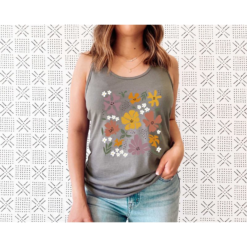 Flower Tank Top Shirt, Gift For Her, Flower Tank Aesthetic, Floral Graphic Tee, Floral Tank, Wild Flower Tank Top, Wildflower T-shirt - 5.jpg