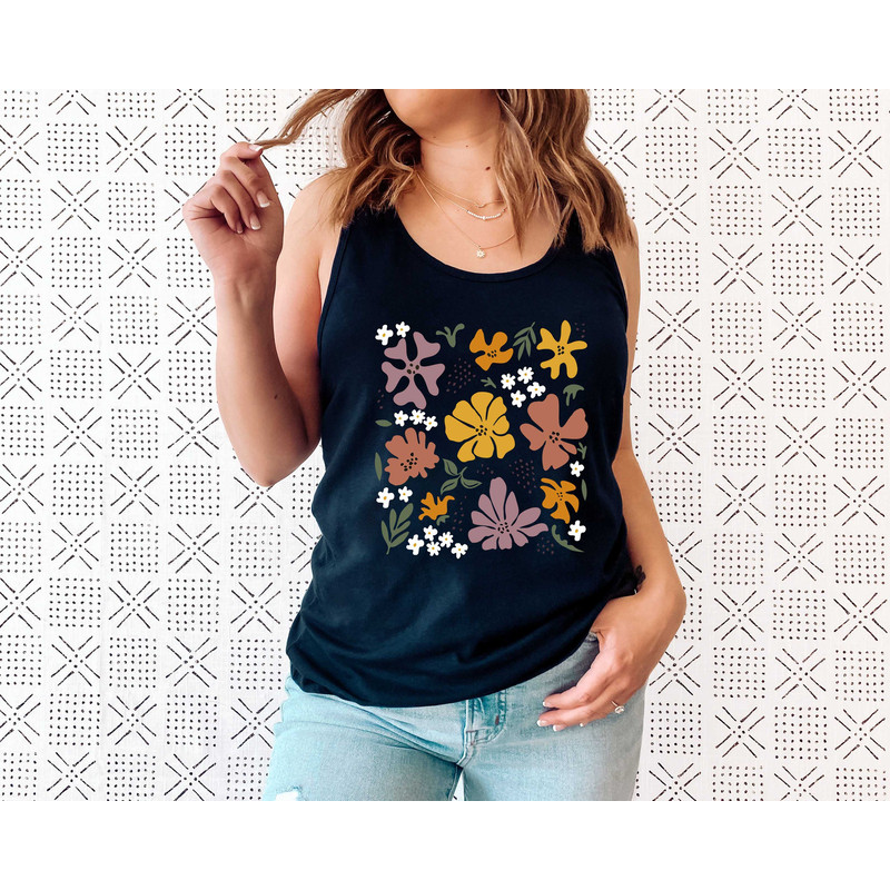 Flower Tank Top Shirt, Gift For Her, Flower Tank Aesthetic, Floral Graphic Tee, Floral Tank, Wild Flower Tank Top, Wildflower T-shirt - 7.jpg